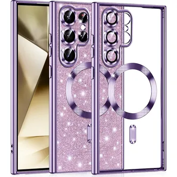 Pouzdro na mobilní telefon Techsuit Luxusní Třpytivý MagSafe Samsung S22 Ultra Světle Fialový