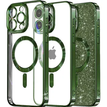 Pouzdro na mobilní telefon Techsuit Luxury Glitter MagSafe pro iPhone 16 Pro v tmavě zelené
