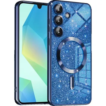 Pouzdro na mobilní telefon Techsuit Luxury Glitter MagSafe pro Samsung Galaxy A16 4G / A16 5G v tmavě modré