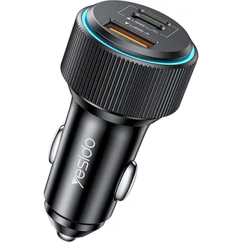 Yesido Car Charger Y60 s kabelem Type-C na Lightning černá 38W rychlé nabíjení