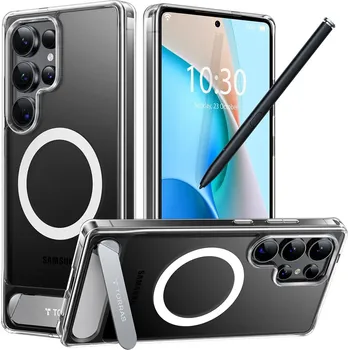 Pouzdro na mobilní telefon Torras Pstand MagSafe pro Samsung Galaxy S25 Ultra průhledný
