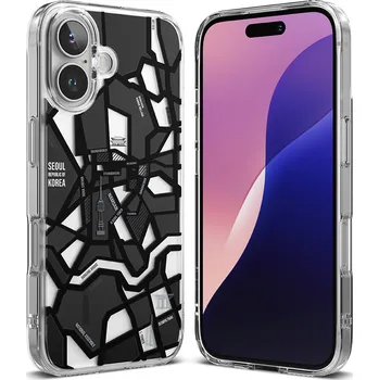 Pouzdro na mobilní telefon Ringke Fusion Design pouzdro iPhone 16 mapa Soulu černá