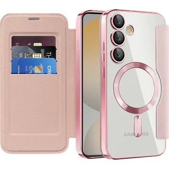 Pouzdro na mobilní telefon Pouzdro na knihu Techsuit SmartMag Samsung Galaxy S24 FE růžové