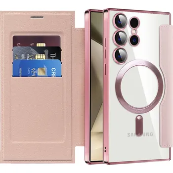 Pouzdro na mobilní telefon Pouzdro na knihu Techsuit SmartMag pro Samsung Galaxy S24 Ultra růžové