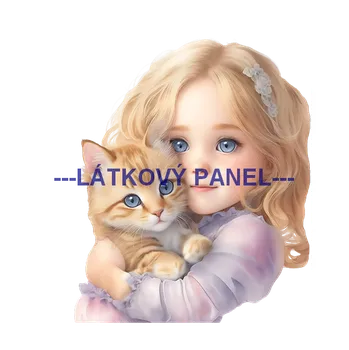 Látkový panel - Holčička s kočičkou - DZ-48 Velikost: 15x15cm, Materiál: Kočárkovina