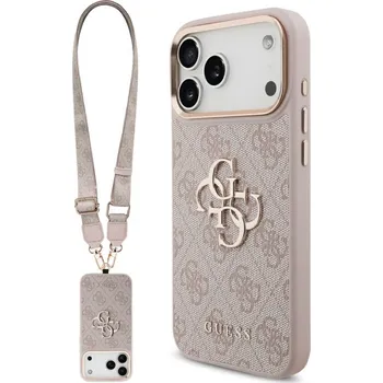 Pouzdro na mobilní telefon Guess Big 4G Classic Logo s velkým popruhem kovová tlačítka iPhone 17 Pro růžová
