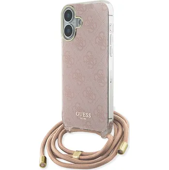 Pouzdro na mobilní telefon Guess Crossbody Cord 4G Print GUHCP16SHC4SEP iPhone 16 Růžová