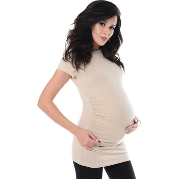 Těhotenské tričko Claudi - světle béžové, bavlněné Velikost: 3XL