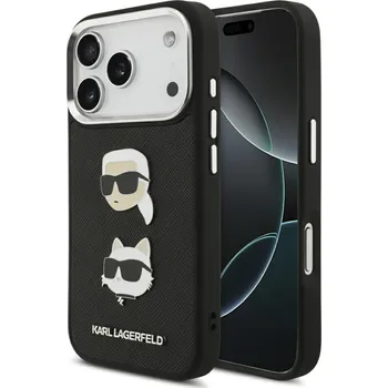 Pouzdro na mobilní telefon Karl Lagerfeld Hardcase Grained K&C Heads Pins and Logo iPhone 17 Pro černá