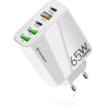 Nabíječka na zeď Techsuit PentaXPower 3x USB QC 3.0 2x Type-C PD 65W bílá