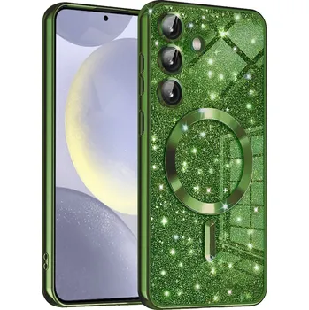 Pouzdro na mobilní telefon Techsuit Luxusní Třpytivý MagSafe Samsung Galaxy S24 Tmavě zelený