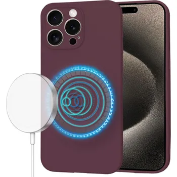 Pouzdro na mobilní telefon Techsuit SoftFlex MagSafe pro iPhone 15 Pro Max švestkově červená