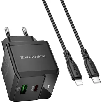 Borofone nástěnná nabíječka Intenso BN19 duální port USB-C PD20W QC3.0 černá