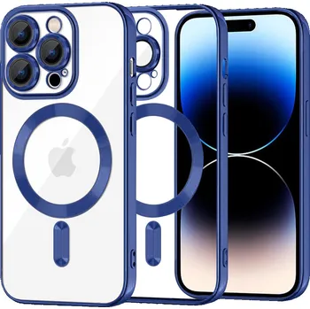 Pouzdro na mobilní telefon Techsuit Luxusní Křišťálový MagSafe iPhone 14 Pro Tmavě modrý