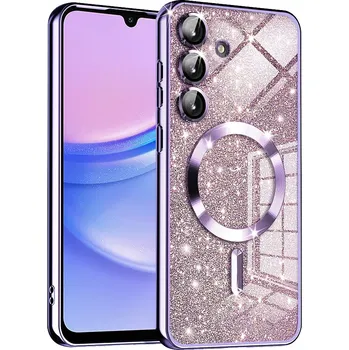 Pouzdro na mobilní telefon Techsuit Luxury Glitter MagSafe pro Samsung Galaxy A15 4G / A15 5G světle fialová