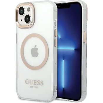 Pouzdro na mobilní telefon Guess Metal Outline MagSafe GUHMP15MHTRMD iPhone 15 Plus zlatá