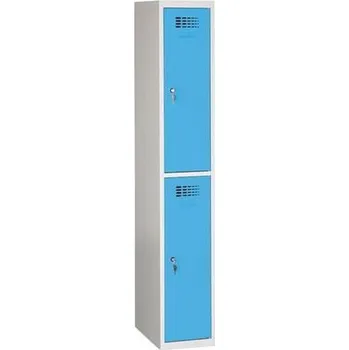 Šatní skříň Šatní skříně vícedveřové, 400 mm, 2 oddíly, cylindrický zámek, svařované Jméno: Svařovaná šatní skříň Rafael odlehčená, 2 oddíly, cylindrický zámek, šedá/sv. modrá