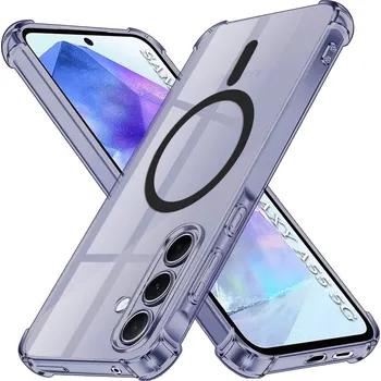 Pouzdro na mobilní telefon Techsuit Shockproof průhledný silikon MagSafe Samsung Galaxy A55 5G kouřově černý