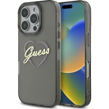 Pouzdro na mobilní telefon Guess Hardcase IML Heart iPhone 16 Pro černý