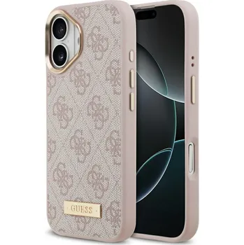 Pouzdro na mobilní telefon Guess Hardcase 4G Logo Plate MagSafe iPhone 17 Růžová