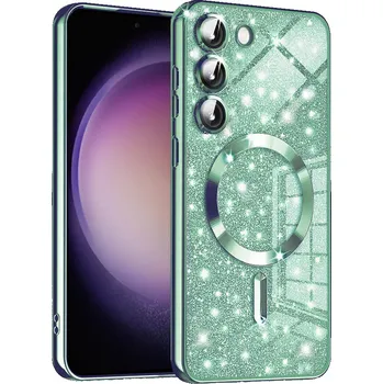 Pouzdro na mobilní telefon Samsung Galaxy S23 Plus Třpytivý MagSafe Světle zelený