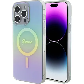 Pouzdro na mobilní telefon Guess IML Iridescent MagSafe GUHMP15XHITSQ iPhone 15 Pro Max tyrkysová