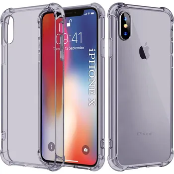 Pouzdro na mobilní telefon Techsuit Shockproof průhledný silikon iPhone X iPhone XS kouřově černý