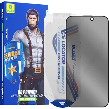 Blueo Anti-Peep Privacy sklo s aplikátorem Pro iPhone 15 Pro černé