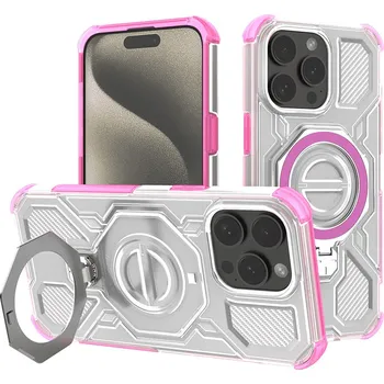 Pouzdro na mobilní telefon Techsuit Carbon Shield PRO pro iPhone 15 Pro růžový průhledný