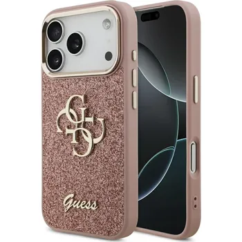 Pouzdro na mobilní telefon Guess Fixed Glitter Big 4G Metal Frame iPhone 17 Pro růžová