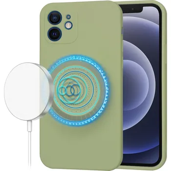 Pouzdro na mobilní telefon Techsuit SoftFlex MagSafe pro iPhone 12 v barvě matcha