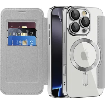 Pouzdro na mobilní telefon Pouzdro na knihu Techsuit SmartMag iPhone 16 Pro Max šedé