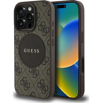 Pouzdro na mobilní telefon Guess 4G Circle Classic Logo MagSafe iPhone 16 Pro Hnědá