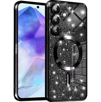 Pouzdro na mobilní telefon Techsuit Luxury Glitter MagSafe pro Samsung Galaxy A55 5G černá