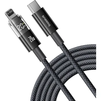 Baseus Data Cable Display 2 Rychlonabíjecí Type-C na Lightning Digitální displej 20W 1m Kosmická černá