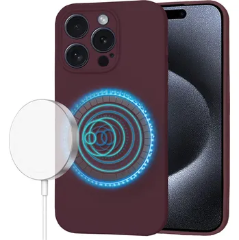 Pouzdro na mobilní telefon Techsuit SoftFlex MagSafe pro iPhone 15 Pro švestkově červená