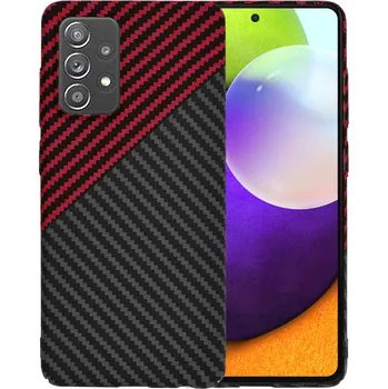 Pouzdro na mobilní telefon Techsuit Carbonite FiberShell obal Samsung A52 Red Vortex
