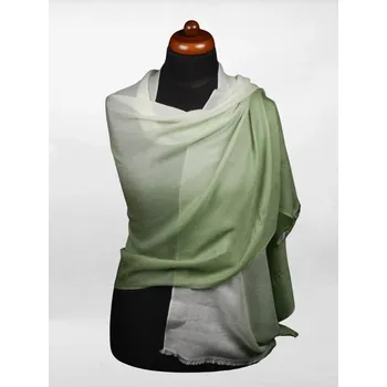 Šála Prstýnková pašmína exclusive ombré zelená