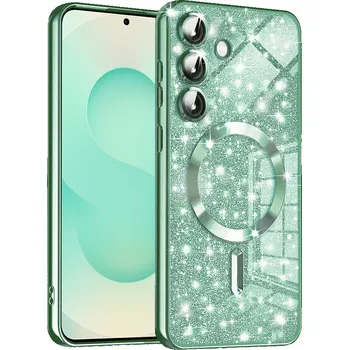 Pouzdro na mobilní telefon Techsuit Luxury Glitter MagSafe pro Samsung Galaxy S25 Plus světle zelená