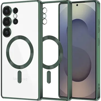 Pouzdro na mobilní telefon Techsuit Luxury Crystal MagSafe pro Samsung Galaxy S25 Ultra v tmavě zelené