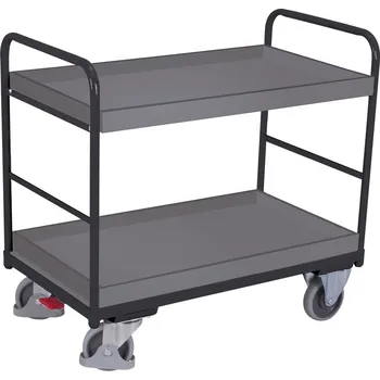 Variofit Policový vozík, 2 police s ohraněním, Variofit, ložná plocha 116 x 75 cm, do 250 kg, modrá/antracit Barva: antracit RAL7016