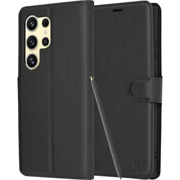 Pouzdro na mobilní telefon Techsuit Kožené pouzdro Samsung Galaxy S24 Ultra Černá
