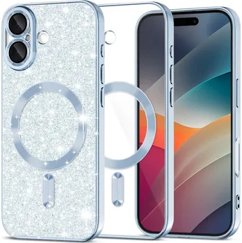 Pouzdro na mobilní telefon Techsuit Luxury Glitter MagSafe pro iPhone 17 světle modrá
