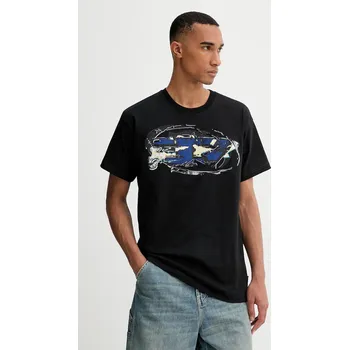 Bavlněné tričko Diesel T-NORM-T11 pánské, černá barva, s potiskem, A19571.0PLAT 99X, vel. XL