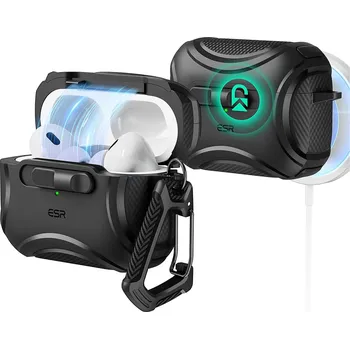 Příslušenství pro sluchátka ESR Cyber Magnetické Zamykací Pouzdro HaloLock Apple AirPods Pro 1 2 Black