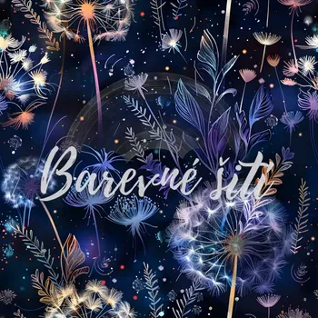 Úplet, Odkvetlé pampelišky na tmavě modré (E) (Top kvalitní úplet Bella digitisk)