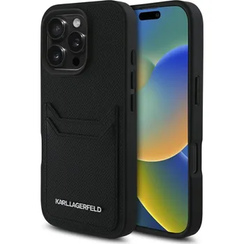 Pouzdro na mobilní telefon Karl Lagerfeld Hardcase Grained Leather Cardslots iPhone 16 Pro Max kov růžová