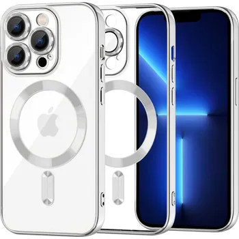 Pouzdro na mobilní telefon Techsuit Luxusní Křišťál MagSafe iPhone 13 Pro Max Stříbrný