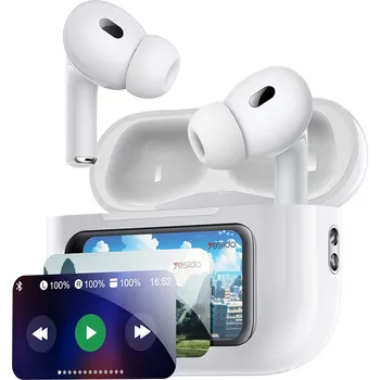 Sluchátka Yesido Wireless Earbuds TWS29 s LCD displejem mikrofonem Bluetooth bílá