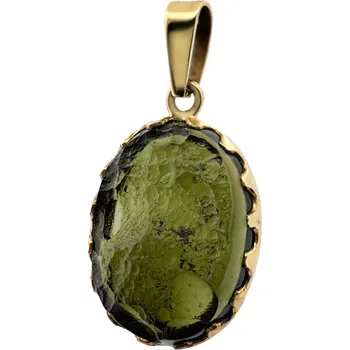 Přívěsek Vltavín Moldavite Zlatý přívěsek s vltavínem 21 0066